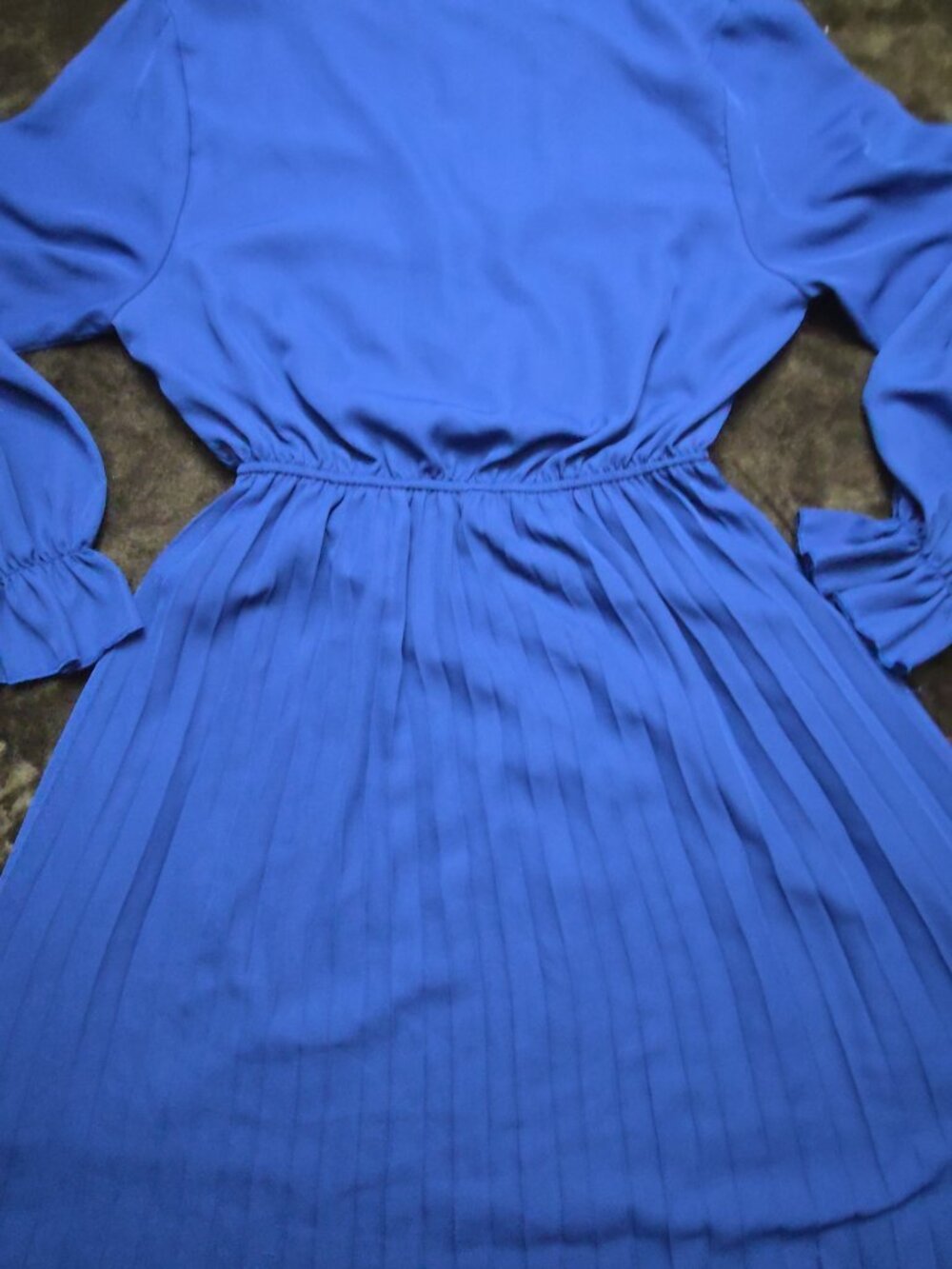 BBX Lephsnt Royal Blue Pleated Long Sleeve Dress - Women's M - Picture 5 of 6